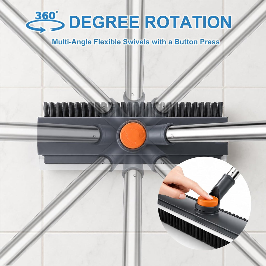 Long Handle Floor Scrub Brush – 3-in-1 Stiff Bristle Scrubber for Tile, Grout, Patio & Deck – No More Kneeling to Clean 