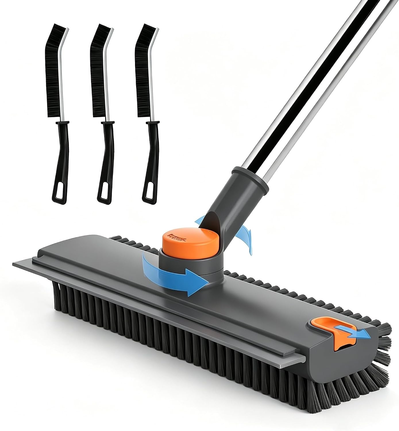 Long Handle Floor Scrub Brush – 3-in-1 Stiff Bristle Scrubber for Tile, Grout, Patio & Deck – No More Kneeling to Clean 