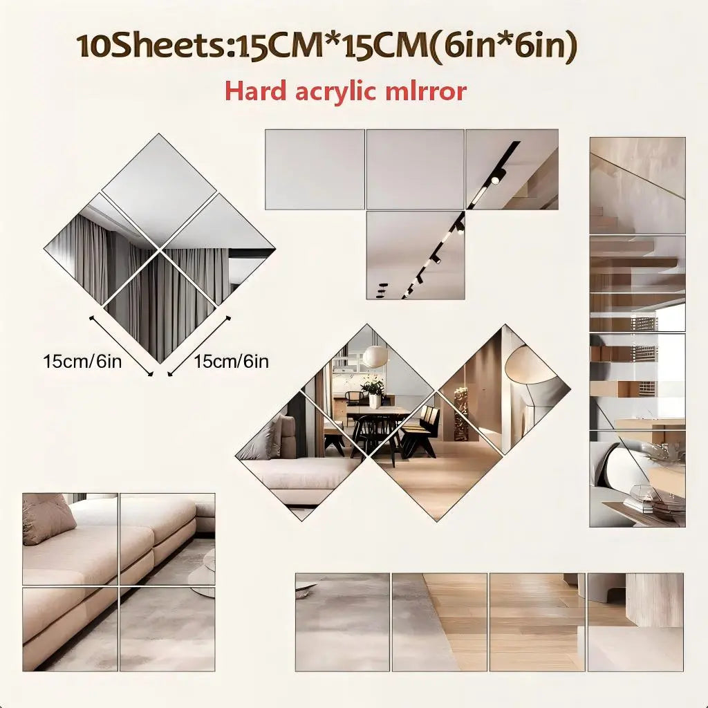 Flexible Frameless Mirror Tiles (Multi-Pack)