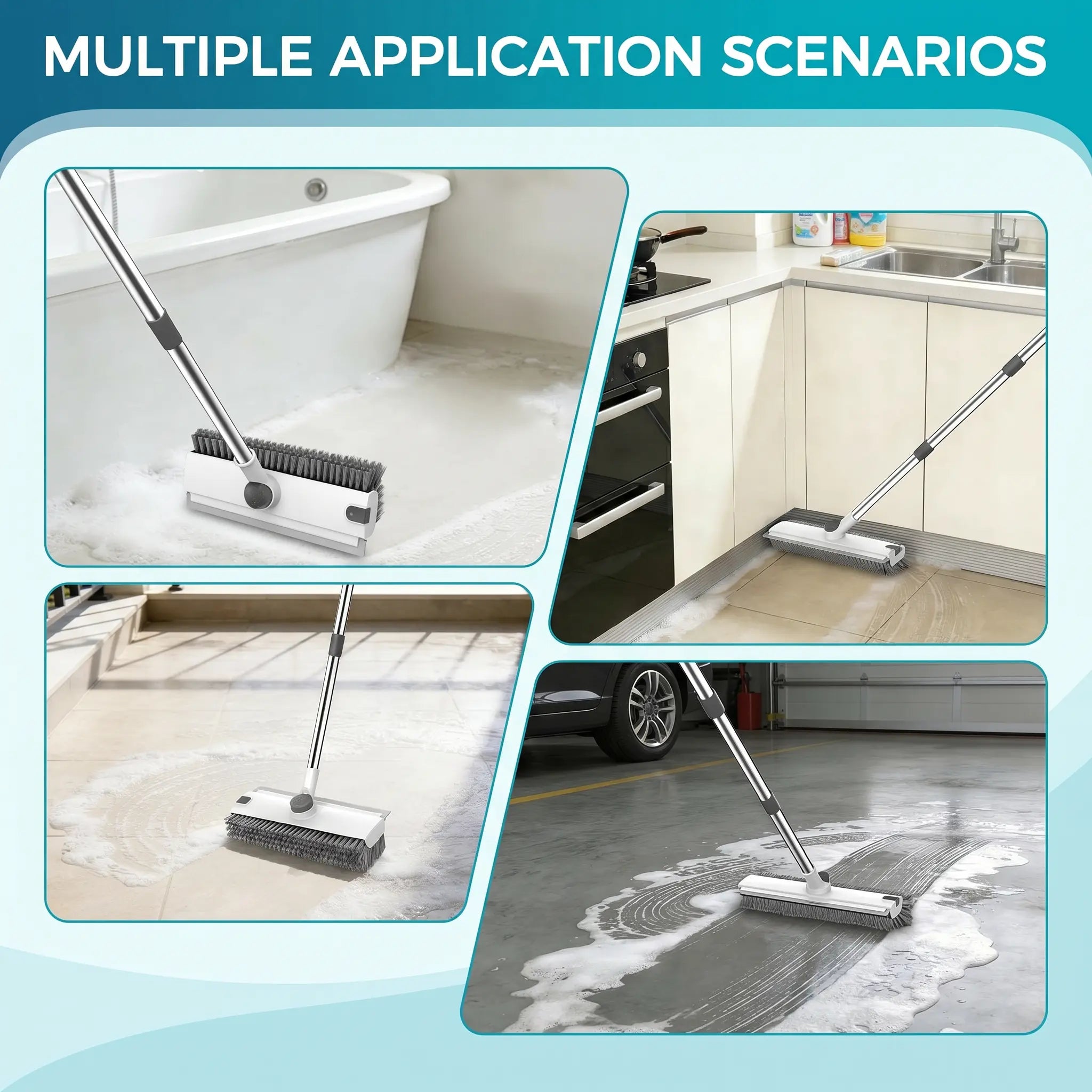 3-in-1 Floor Scrub Brush & Squeegee