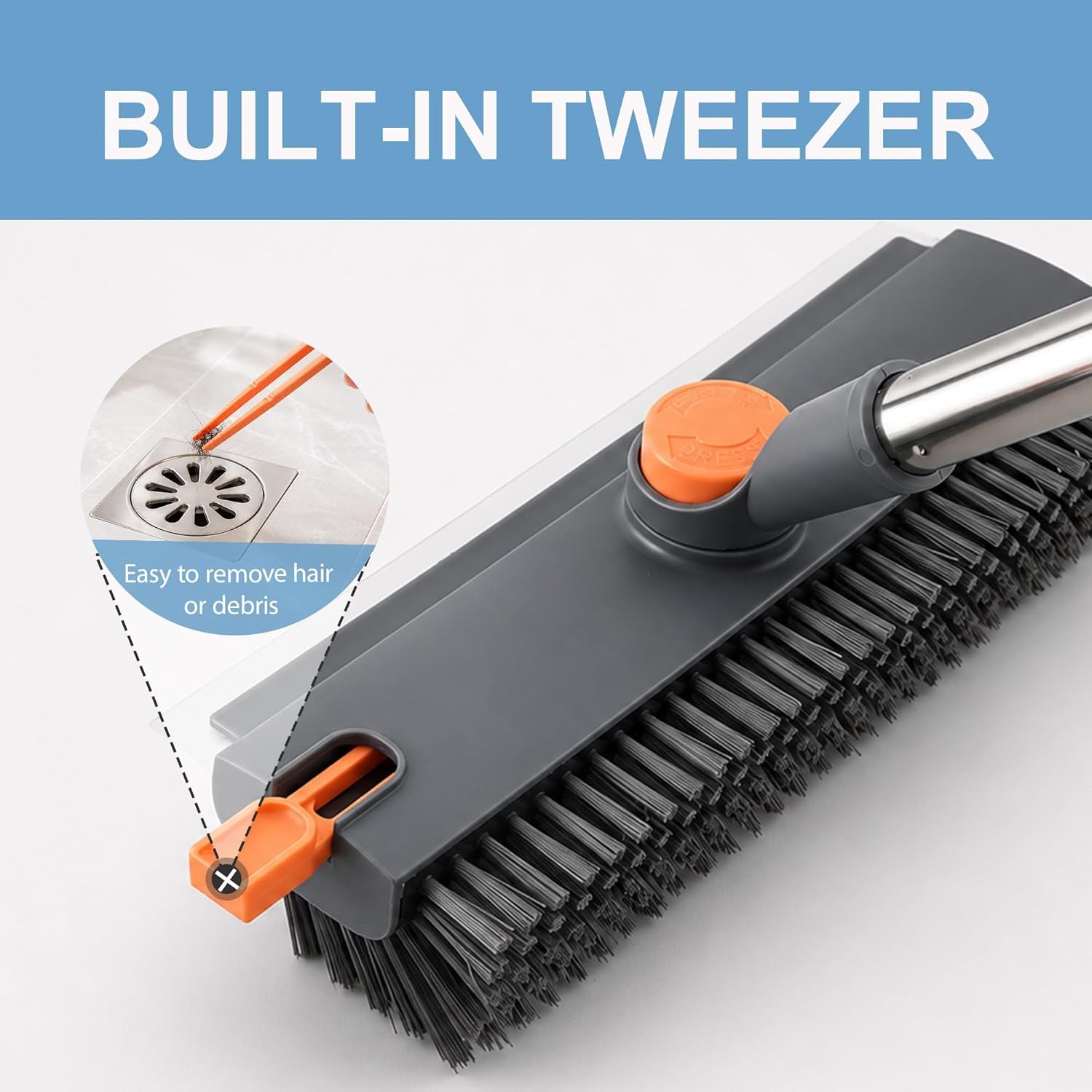 Long Handle Floor Scrub Brush – 3-in-1 Stiff Bristle Scrubber for Tile, Grout, Patio & Deck – No More Kneeling to Clean 