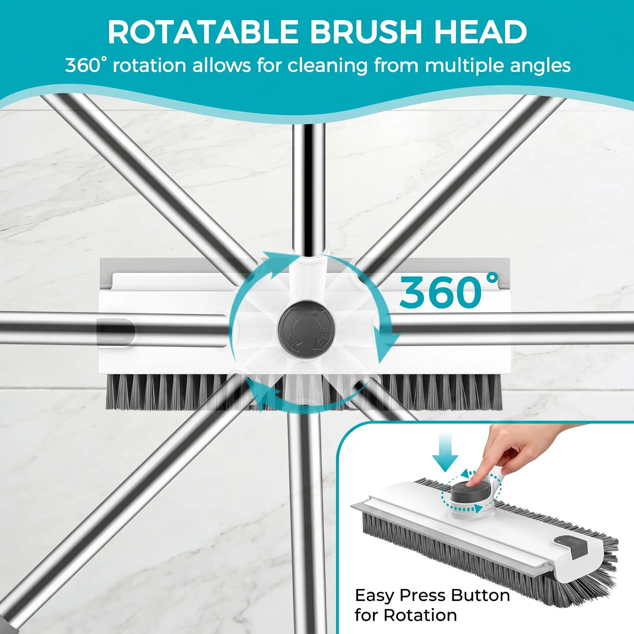3-in-1 Floor Scrub Brush & Squeegee