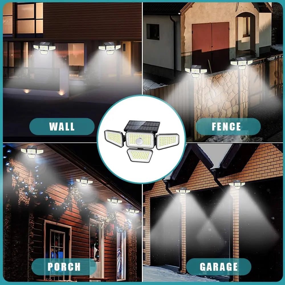 Ultra-Bright Solar Motion Floodlights (4-Head)