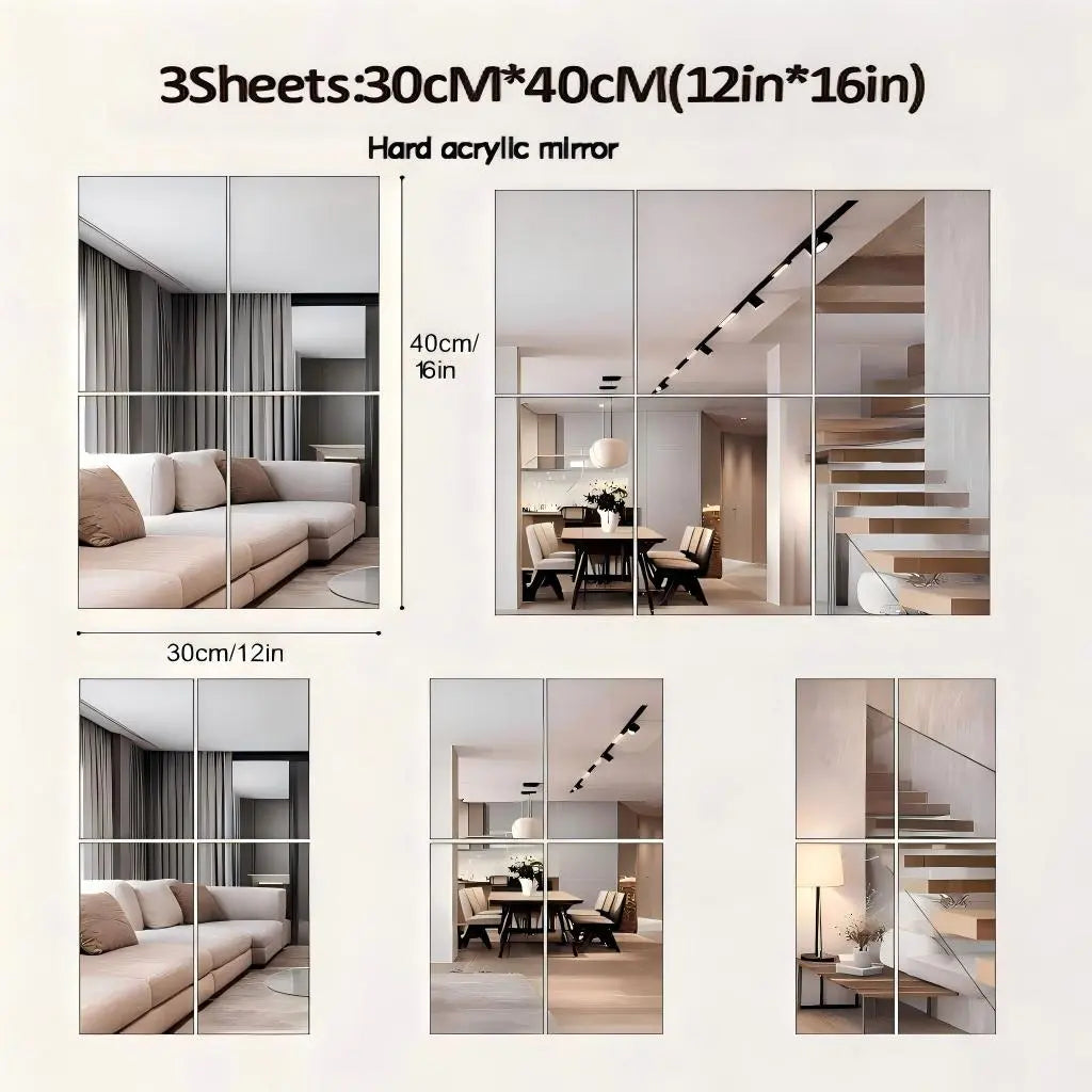 Flexible Frameless Mirror Tiles (Multi-Pack)