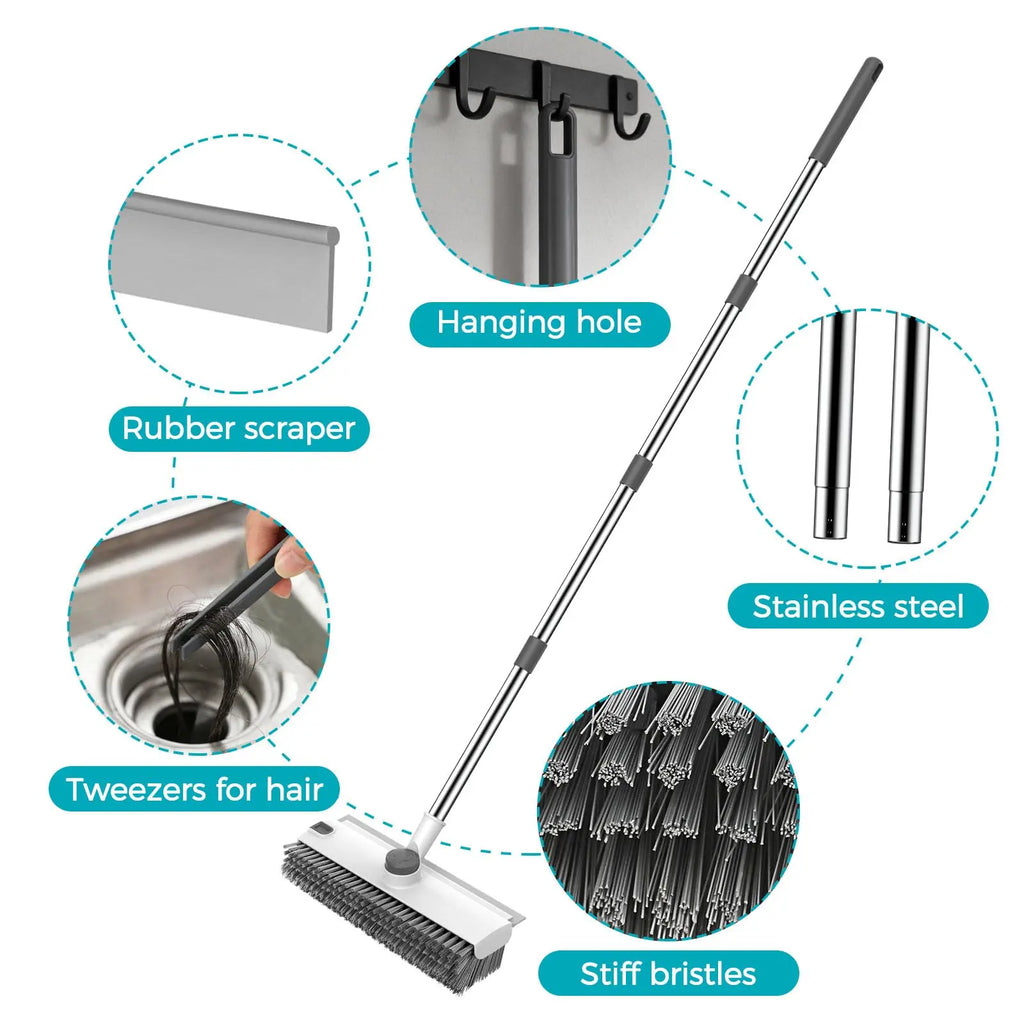 3-in-1 Floor Scrub Brush & Squeegee