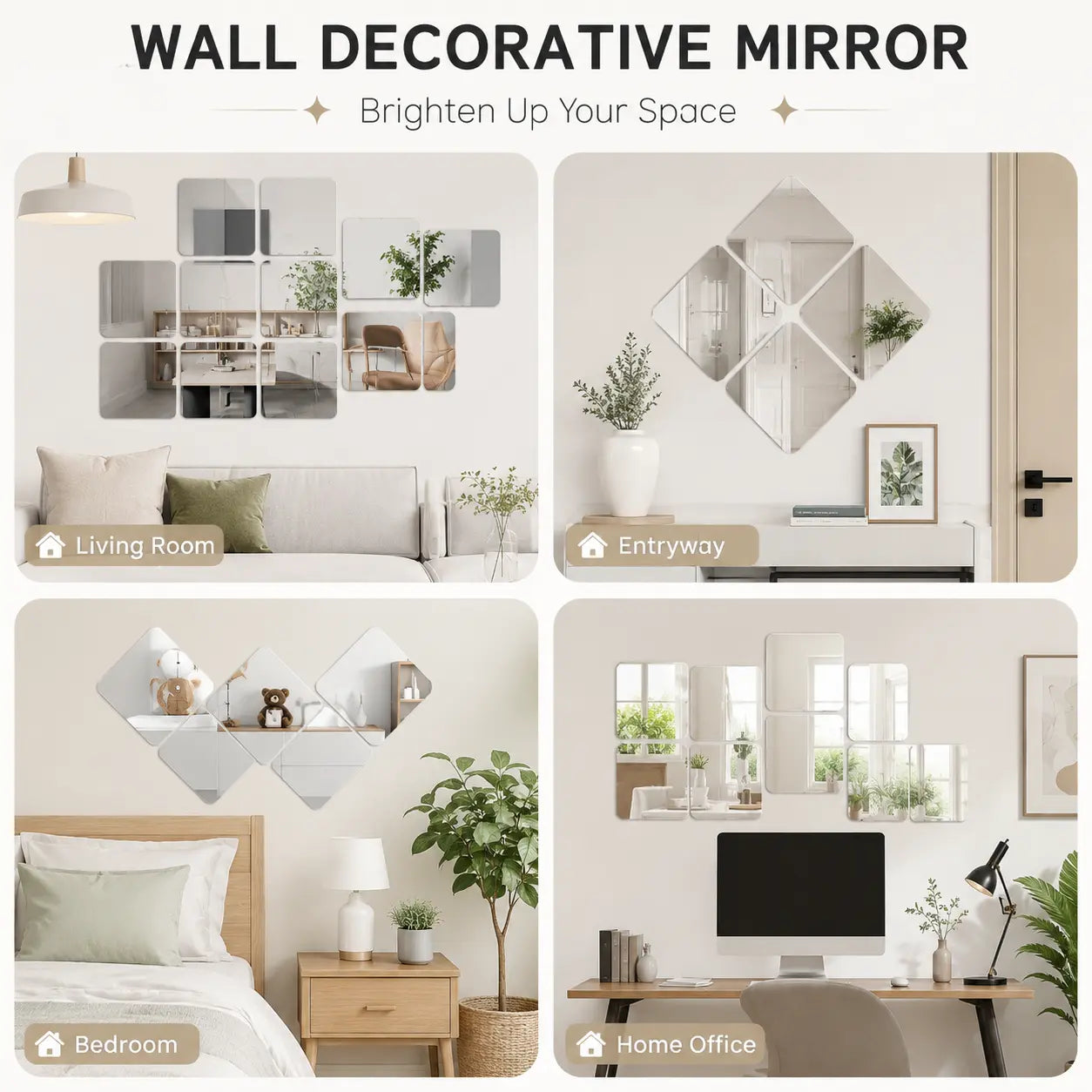 Flexible Frameless Mirror Tiles (Multi-Pack)
