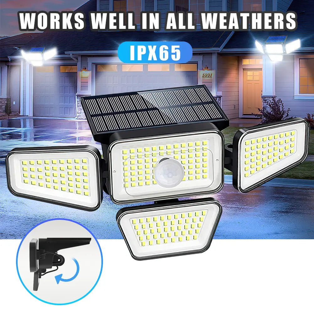 Ultra-Bright Solar Motion Floodlights (4-Head)