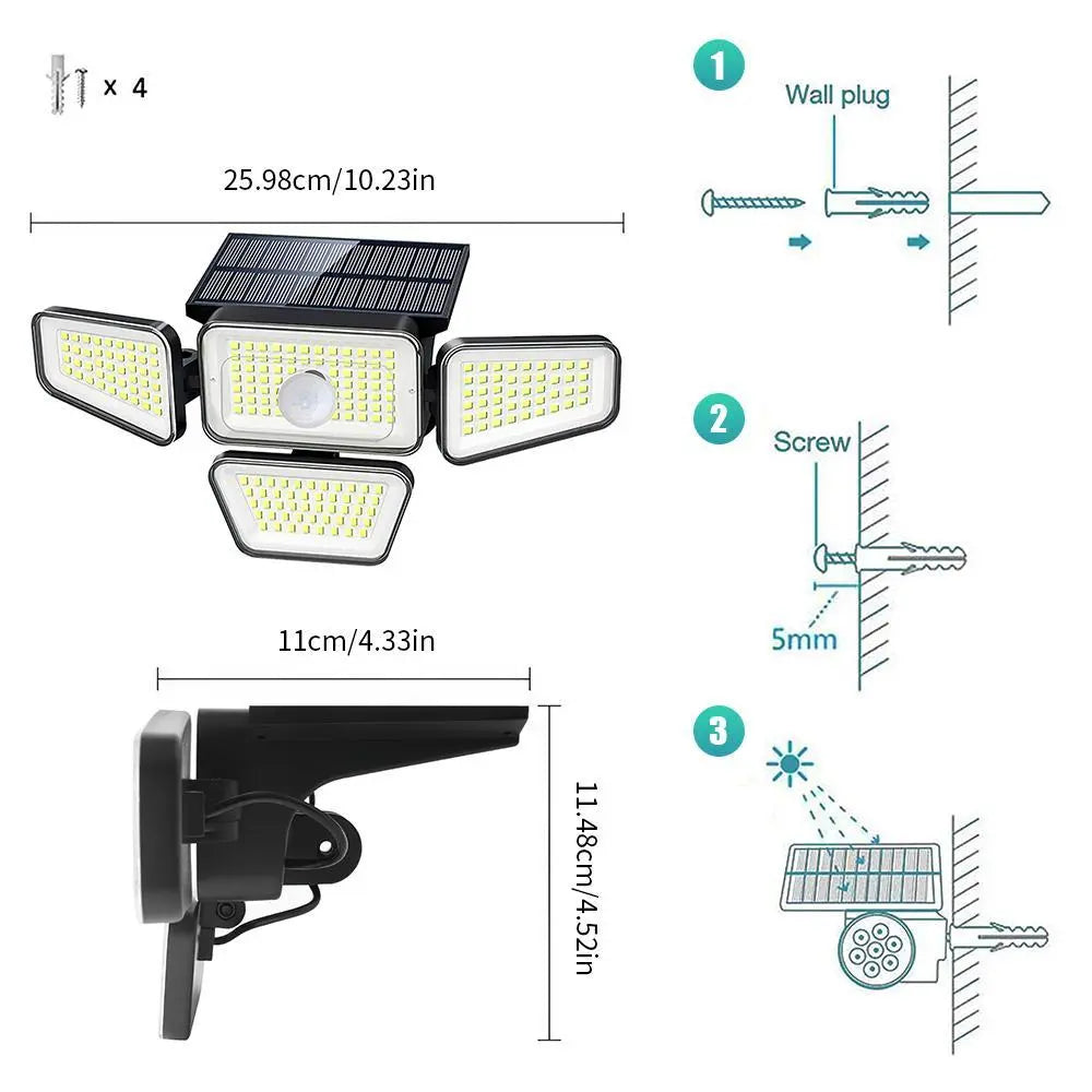 Ultra-Bright Solar Motion Floodlights (4-Head)